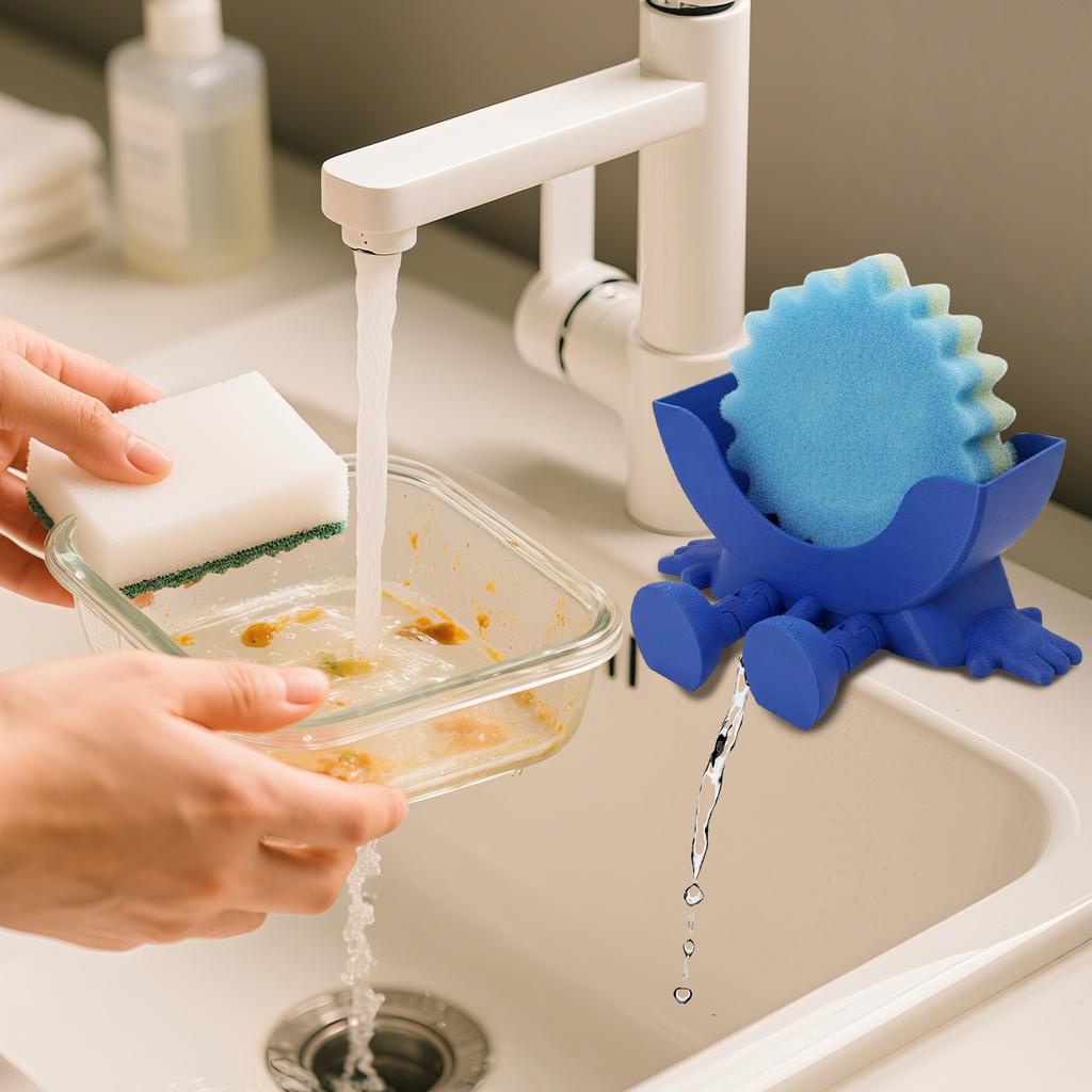 Smiling Face Dishwashing Sponge Holder, Storage Rack