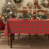 1Pc Christmas Checkered Tablecloth Rectangle - Red Buffalo Plaid Cotton Gingham Xmas Table Cloths, Winter Farmhouse Table