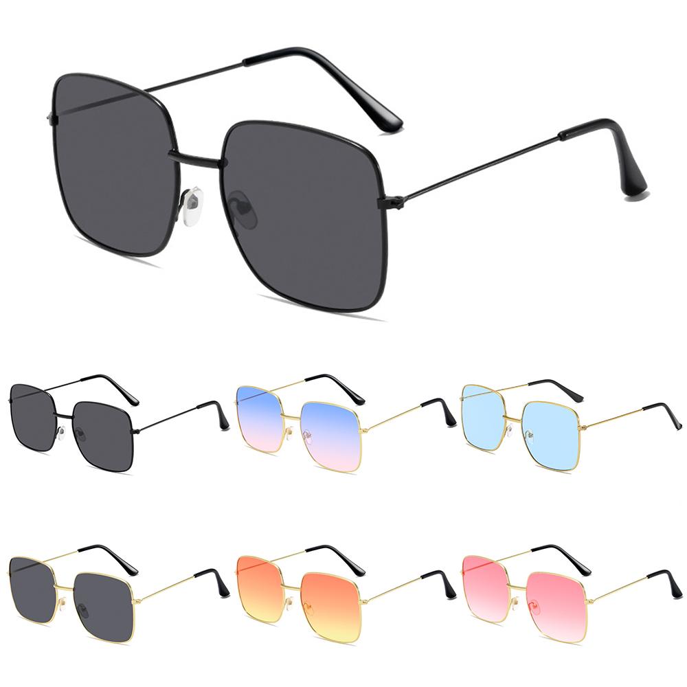 Large Frame Metal Square Sunglasses Korean Style Ocean Lens Shades  for Women & Men