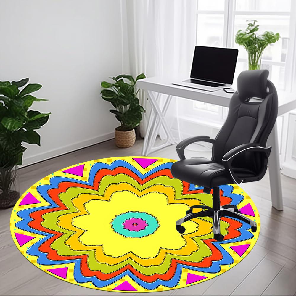 1pc Flower Mandala Chair Carpet for Office - Durable, Ideal for Chair Mats, Stylish & Functional Decorative Rug yy260130048