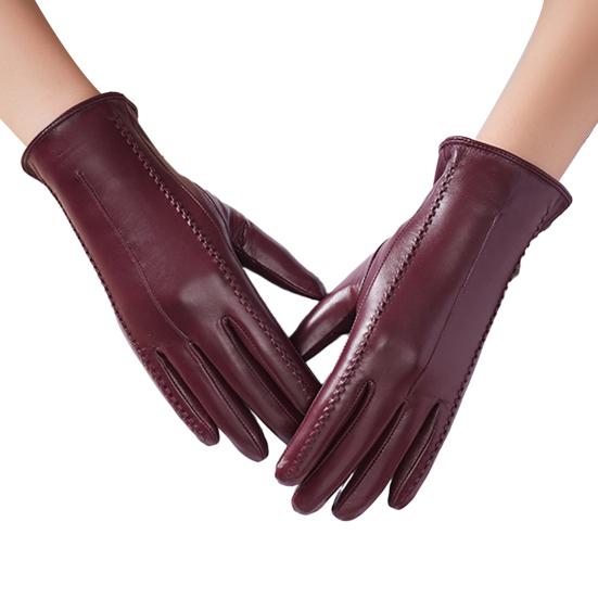 1 Paar Damen Handschuhe Kunstleder Touchscreen Vollhand Warme Winterhandschuhe Verdicktes Weiches Futter Reise Ski Handschuhe