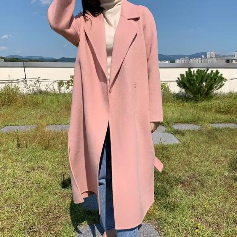 Autumn Winter Women Casual Loose Woolen Coat Vintage Solid Chic Outerwear Warm Soft Overcoat Female Fashion Cloak New Clothes