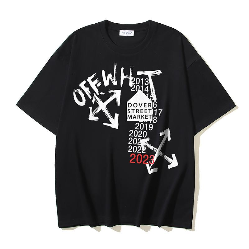 

Off-White 2025 Spring/Summer New House Arrow Pattern Round Neck Hooded Short Sleeved Men s and Women s T-shirts XL чорний