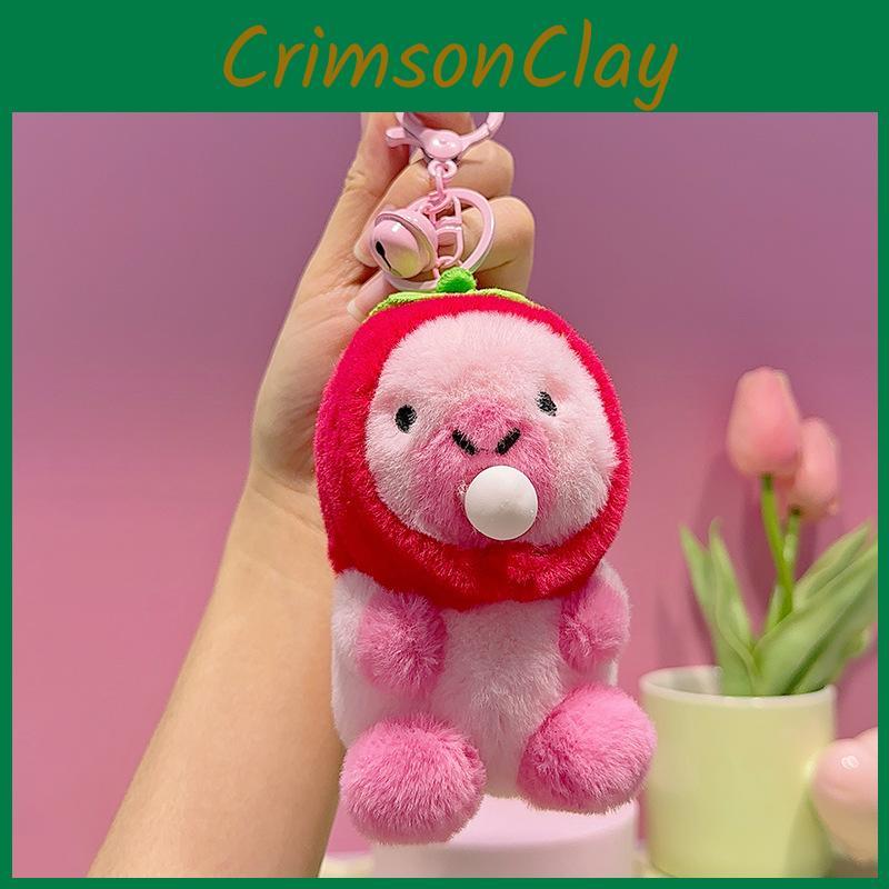 Capybara Plush Charming Keychain With Pink Hood Bubble Design Cute Gift