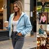 Thickened Fleece Coat Women Hooded Jacket with Pockets, Fall Winter Zip-Up Casual Lady Coat, Loose Fit Warm Outerwear for