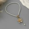 IngeSight.Z Exquisite Luxury Imitation Pearl Choker Necklace Women Trendy Gold Color Flower Tassel Necklace Aesthetics Jewelry