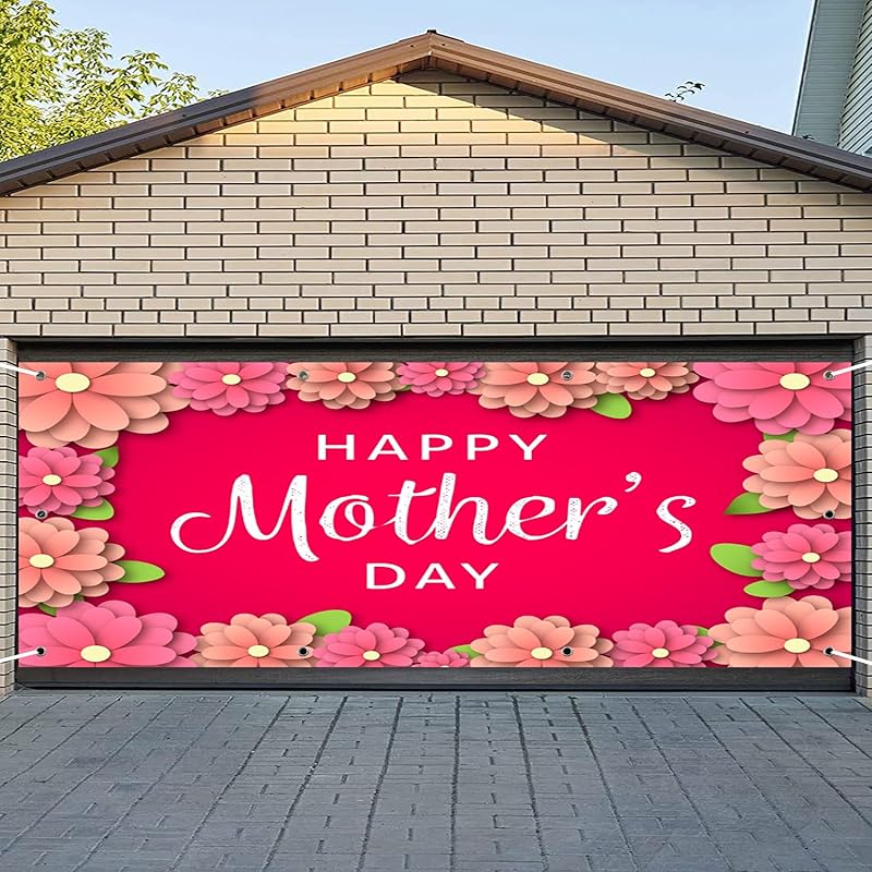 

CSFOTO 7x16 футов С Днем матери Декоративный баннер для гаражных ворот Цветочная стена Розовый фон Большой чехол для гаражных ворот Уличный Внутренний Вечеринка в честь Дня матери 6x13ft