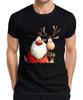 Weihnachtsmann Rentier Cartoon Aquarell lustig Geschenk Retro Herren T-Shirt