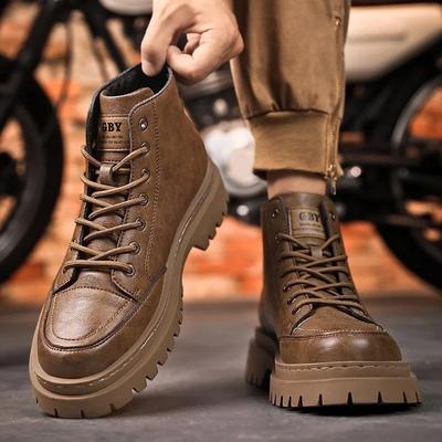 Autumn Winter Men's Ankle Boots Luxury Brand Comfortable Soft-sole Works Boots Britain Style Leather Shoes Hot Sale Botas Hombre