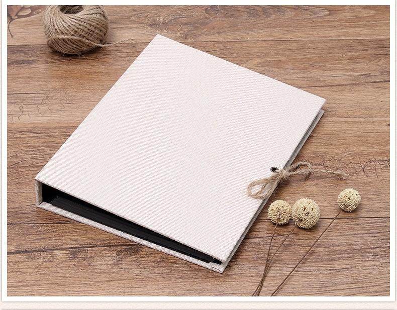 

Simple Linen DIY Photo Album Adhesive Scrapbook Album Wedding Album Retro Family Large-Capacity Photo Album Creative Gifts білий