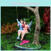 Couple Fairy Flower Garden Resin Art Decor With Swing For Collectible Gift