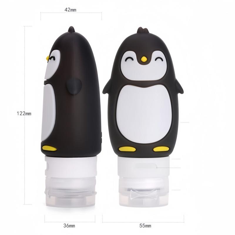 Cartoon Penguin Shaped Bottle Packaging,Press on Storage Bottle,Can Hold Shower Gel and Shampoo,Travel Accessories