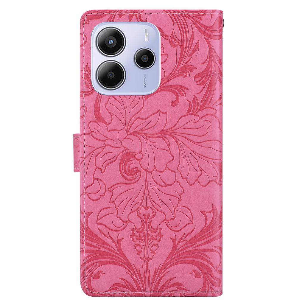 For Xiaomi Redmi Note 14 5G Leather Case Imprinted Floral Pattern Wallet Stand Flip Phone Cover