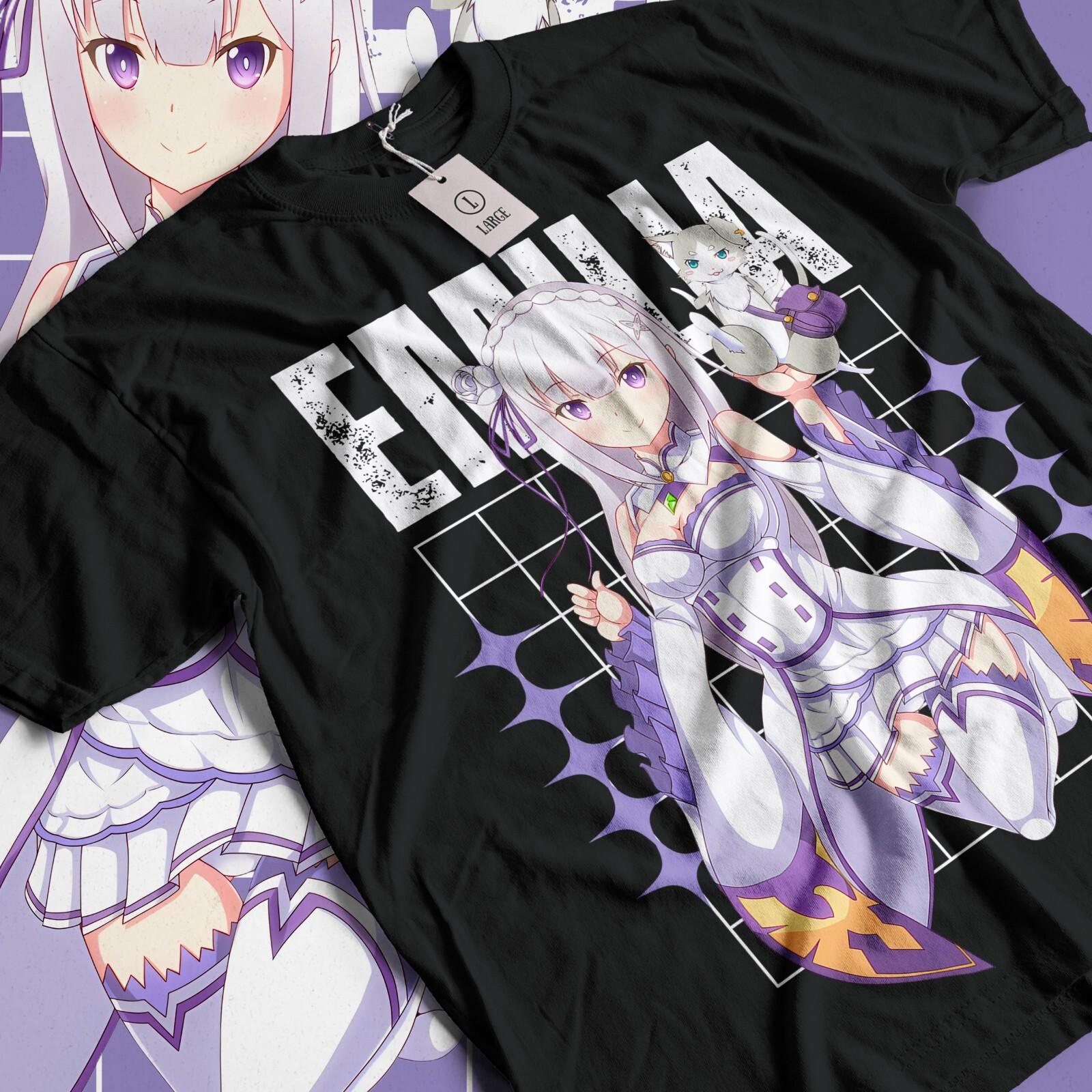 ReZero Shirt Re Zero T-shirt Emilia Ram Subaru Japanese Manga Gift All Size XL