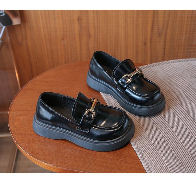 3-18 Years Old Children's Leather Shoes Beige Waterproof Non-slip Boys Girls Single Shoes Black Hundred Non-slip Kids Loafers