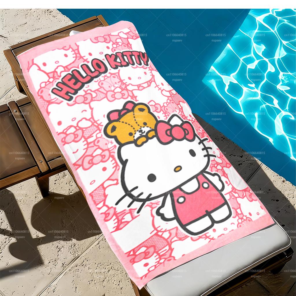 Cute Hello Kitty Microfiber Beach Towel Quick Dry Absorbent for Pool Travel BatCute Hello Kitty Beach Towel Soft Microfiberhroom
