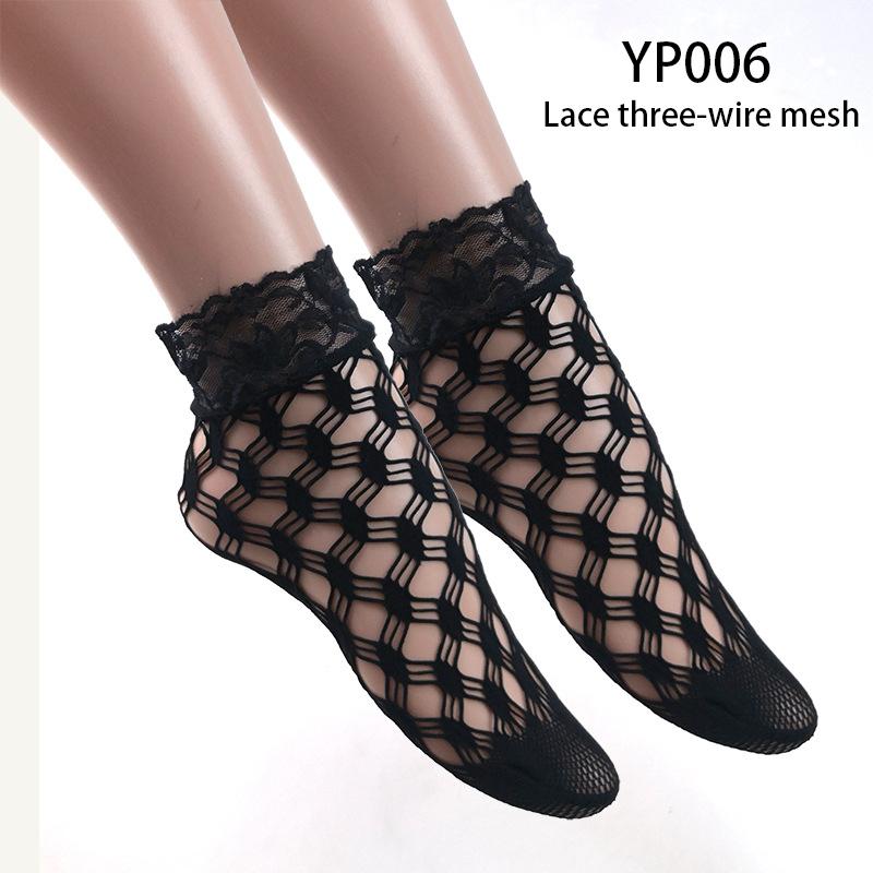 Black Socks Women Girls Ladies Soft Lace Short Ankle Socks Fishnet Stocking