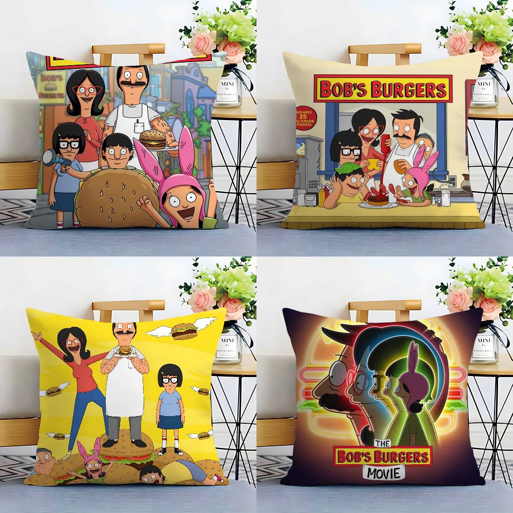 Cartoon B-Bobs B-Burgers Pillow Case Plush Fabric Soft Double Sided Print Sofa Cushion Cover Throw Pillow Covers