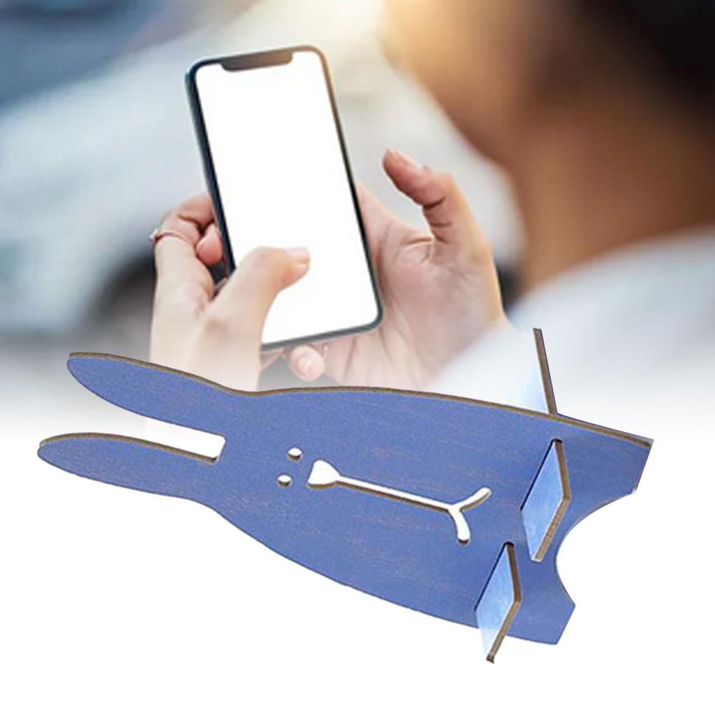 Originaler DIY Handyhalter aus Holz, Lieblicher Hase (blau)