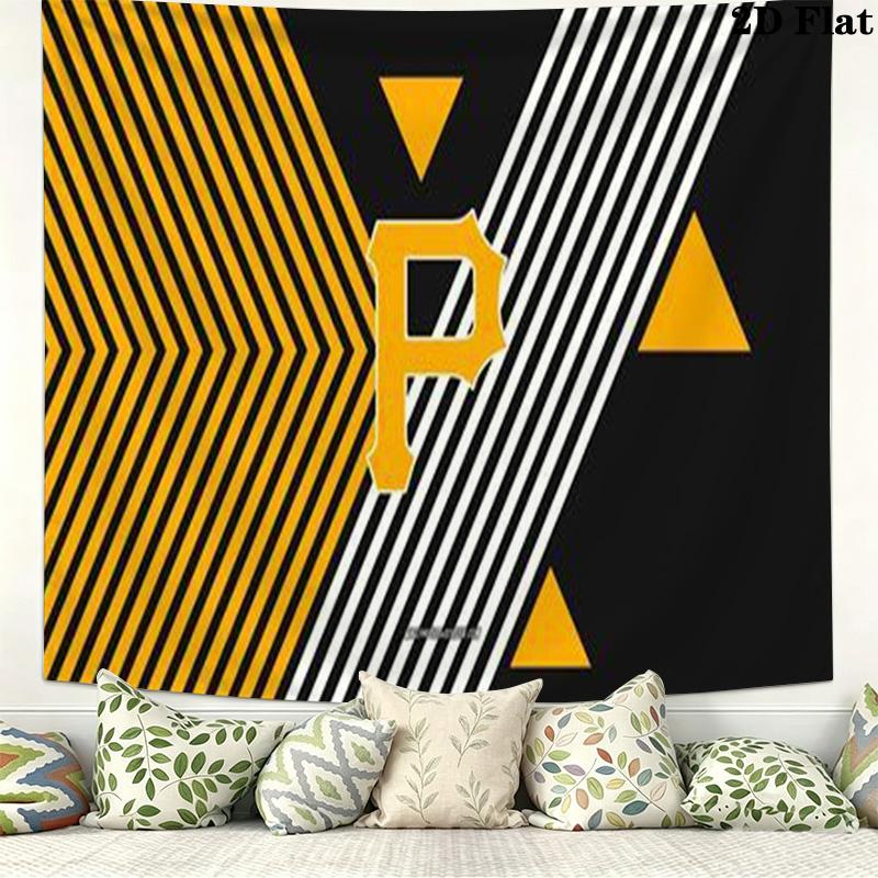 Pittsburgh Pirates Logo Wall Tapestry Aesthetic Wall Hanging Printed Fabric Blanket Decorative Tapestries for Bedroom Living Room Home Decor