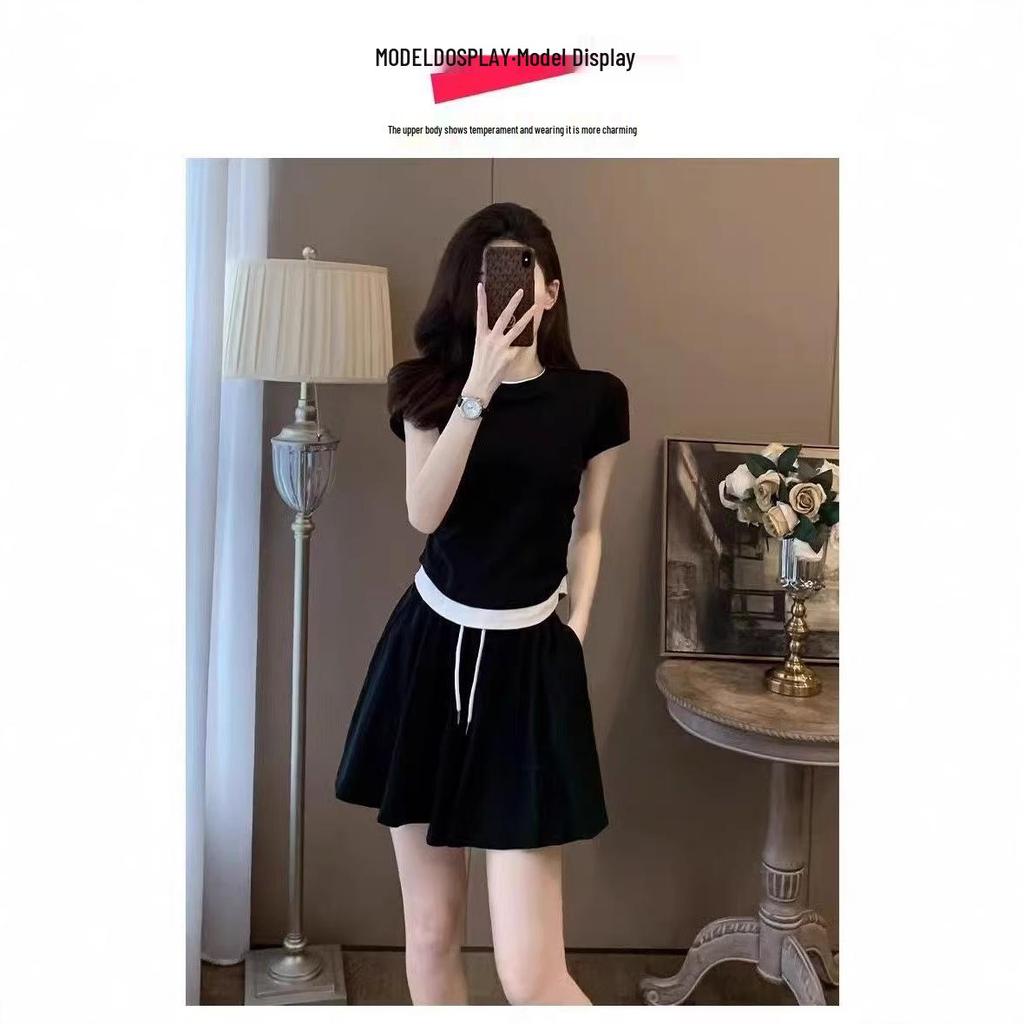 2025 Women's Summer Casual Sportswear: Short Sleeve Top & Skirt Set