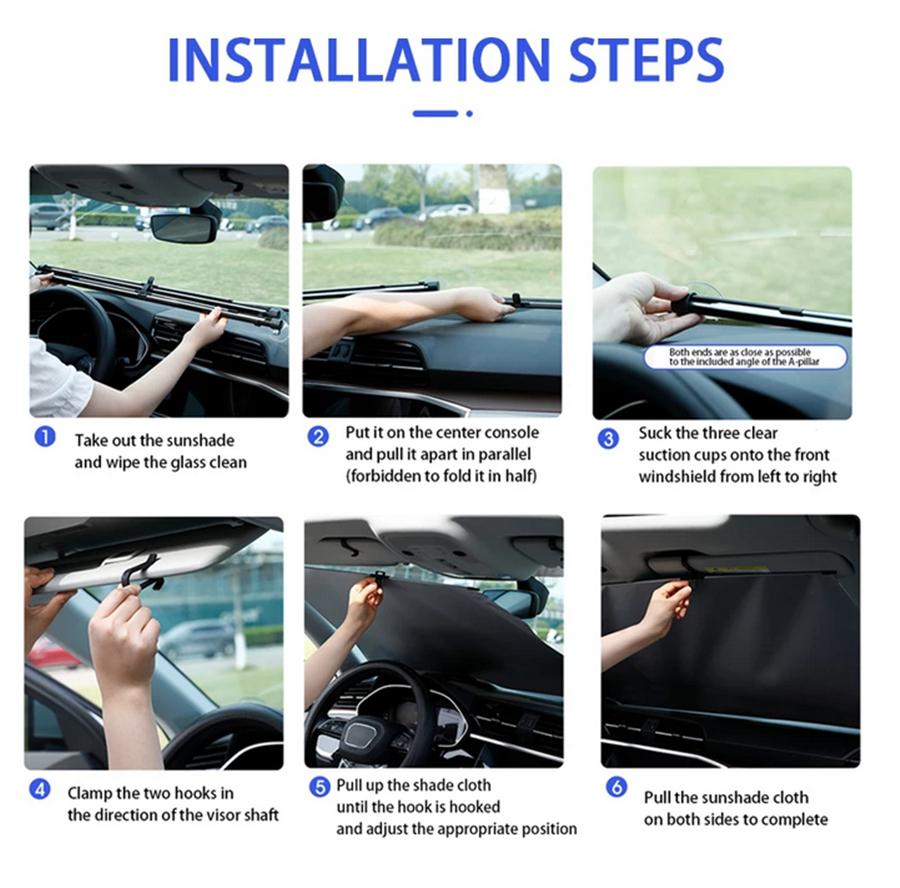 Our Car Windshield Sun Shade is Made of High-hardness Alloy and Heat-insulated Coating, Blocking