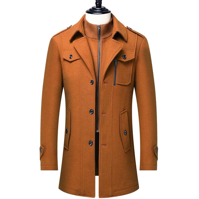 Men's Mid-Length Wool Blend Overcoat - Thickened Winter Coat