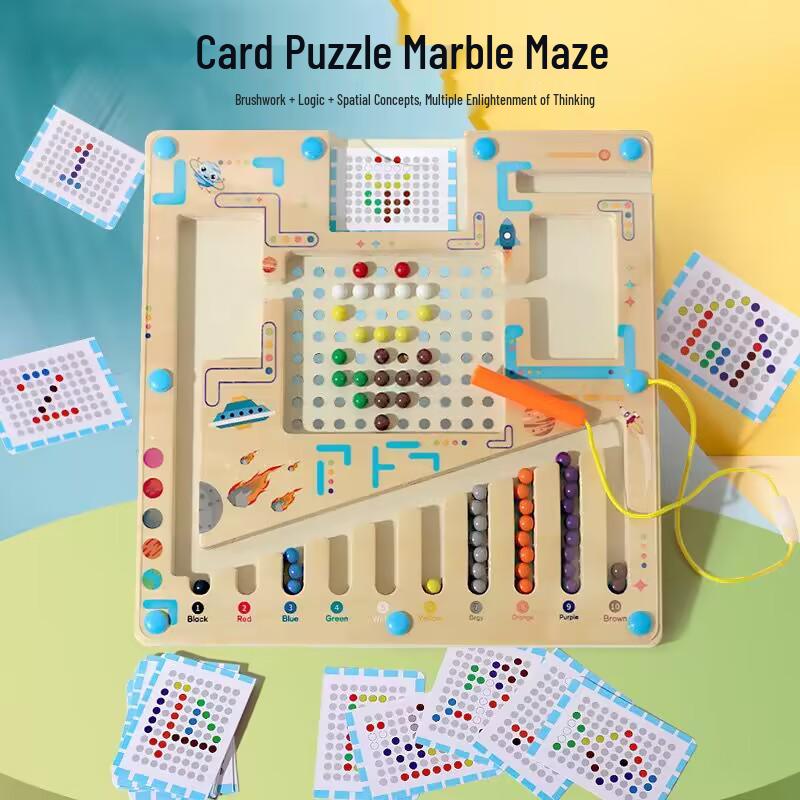 Magnetic Wooden Number Maze: Children's Color Sorting & Counting Board for Early Education and Logical Thinking