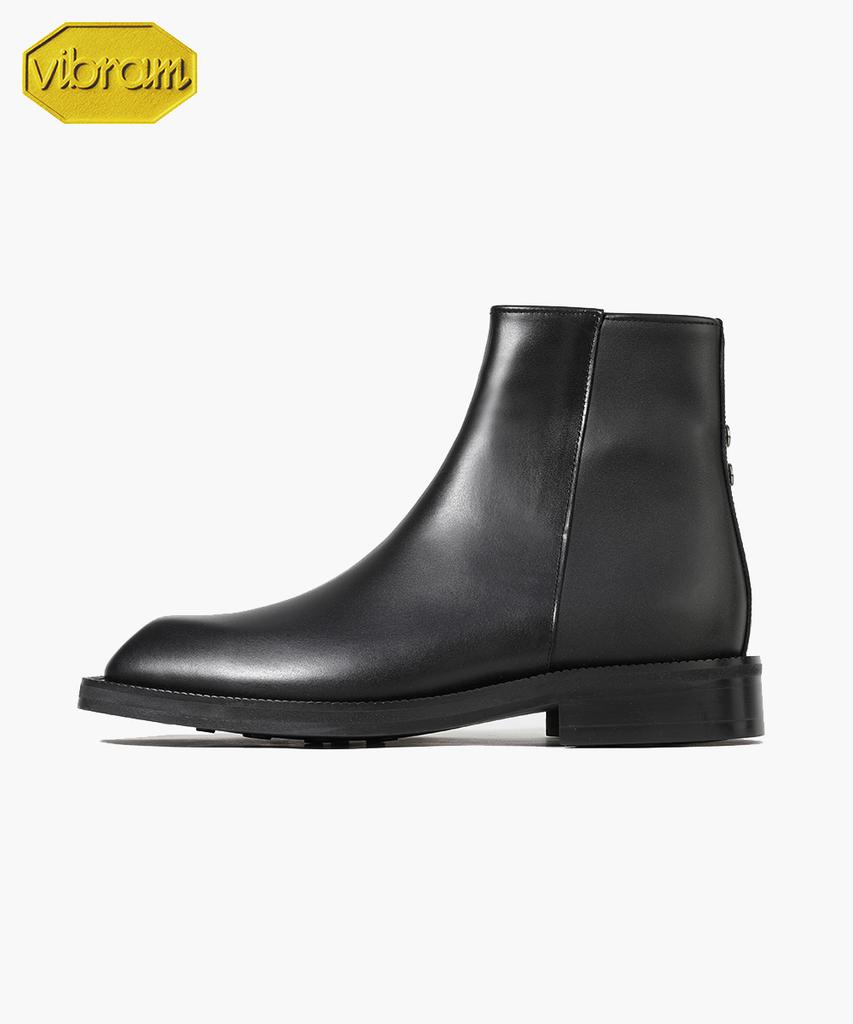 Firenze Atelier [Vibram] Volume Square Toe Standard Rubber Sole Zipper Boots 9420-Z [Black Fg]