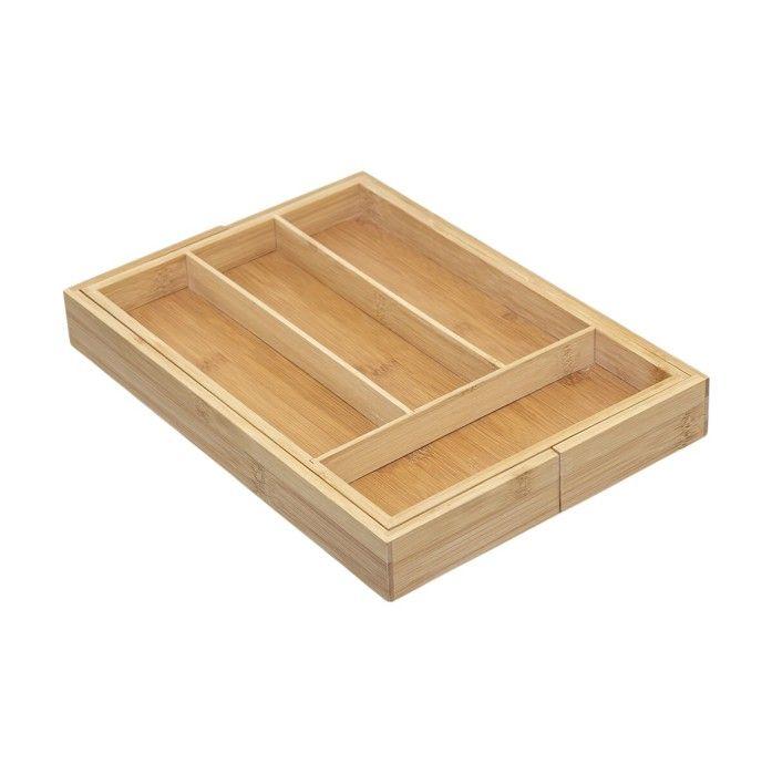 Range couverts - Bois - Extensible - 6 compartiments - Dimensions: L.35 x l.25 x H.4,5 cm