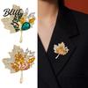 Decorative Badge Pin Retro Rhinestone Maple Leaf Brooch Shape Lapel for Women Women Brooch Clothes Bag Hat Scarf Suits Alloy