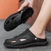 Fashion 2024 New Summer Outdoors Penetration Men Genuine Leather Sandals Wild Hollow Sandals Men Summer Wear-resistant Non-slip Toe Cap