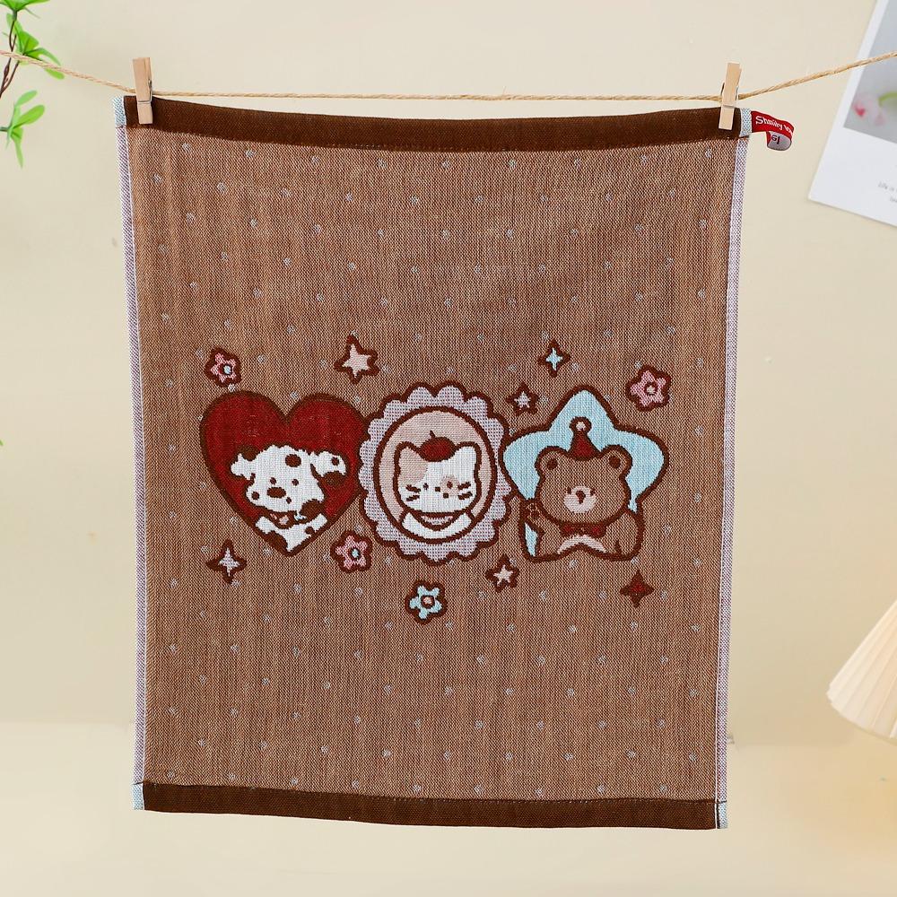 Cartoon Large Hand Towel 4 Layer Cotton Gauze Tea Towel New Kitchen Towel for Kids Children A