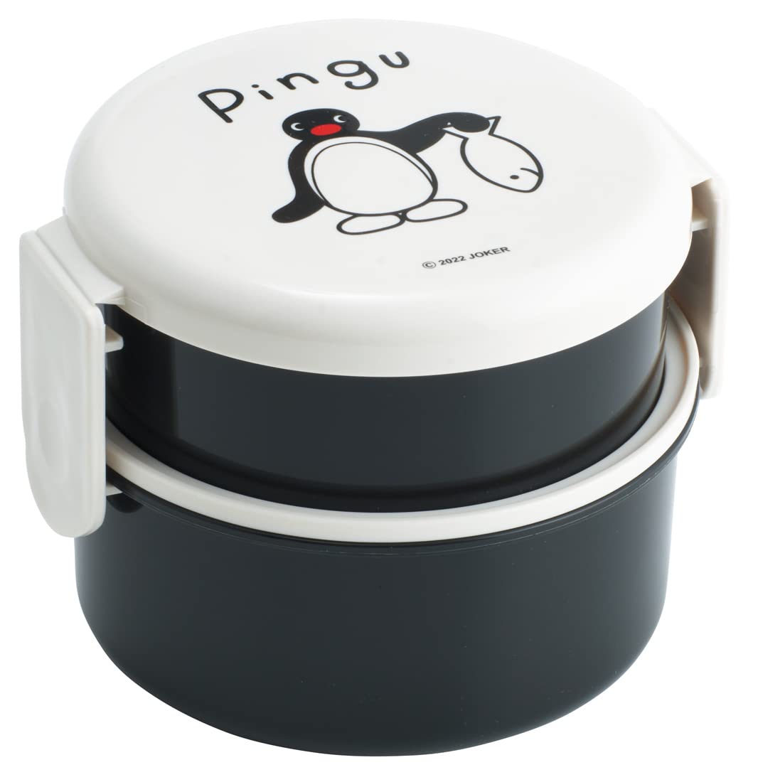 Skater Bento Round Rice Ball Case with 500ml Made in Pingu Box, Antibacterial, Two-Tier, Fork, Capacity, Japan, Microwaveable, ONWR1AG-A