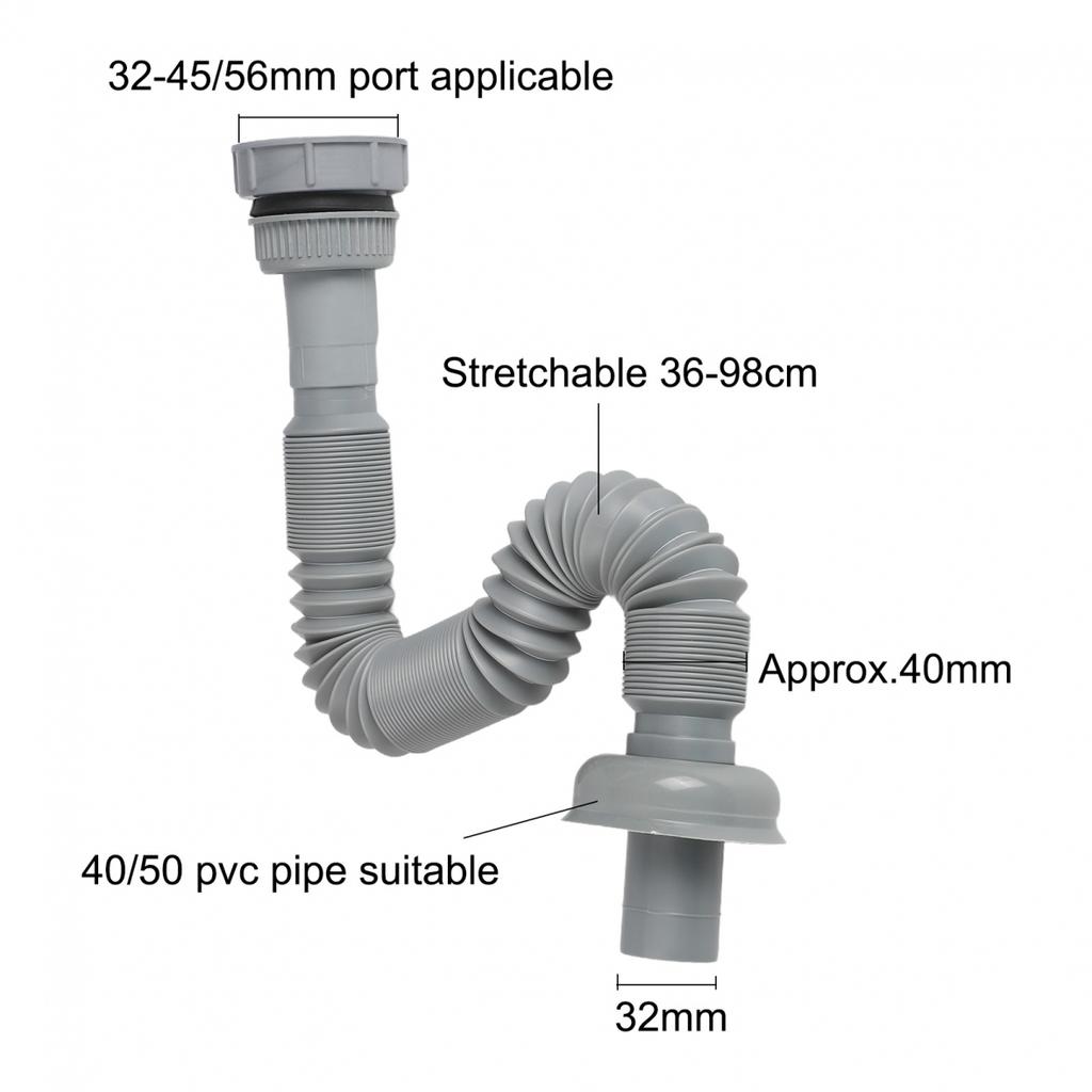 Easy Install Kitchen Sink Drain Pipe with Sealing Connector for Prevention