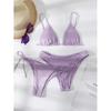 Bikini Sexy 3 Pezzi Donna Monocolore Fascia Divisa Triangolo Costume da Bagno Biquini Brasiliano Femminile Costume da Bagno Estivo per Vacanze in Spiaggia