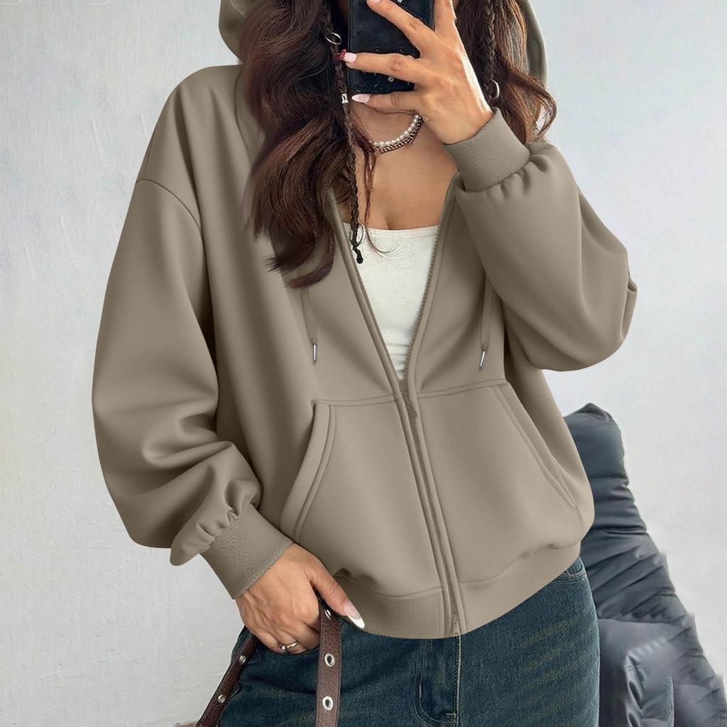 Women's Off Shoulder Zipper Hoodie Sweatshirt  Fashion Clothing Casual Jacket
