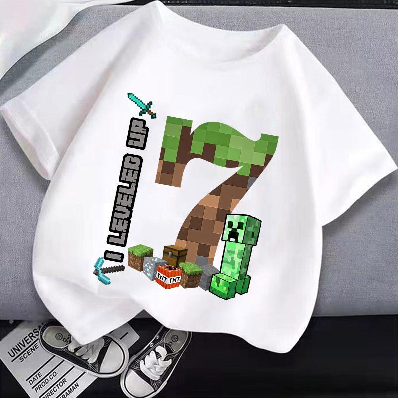 2026 Birthday 100% Cotton T-shirt Party Supplies Gift Cartoon Children's Clothing Boys' Top T-shirt Girls' Summer Short Sleeve