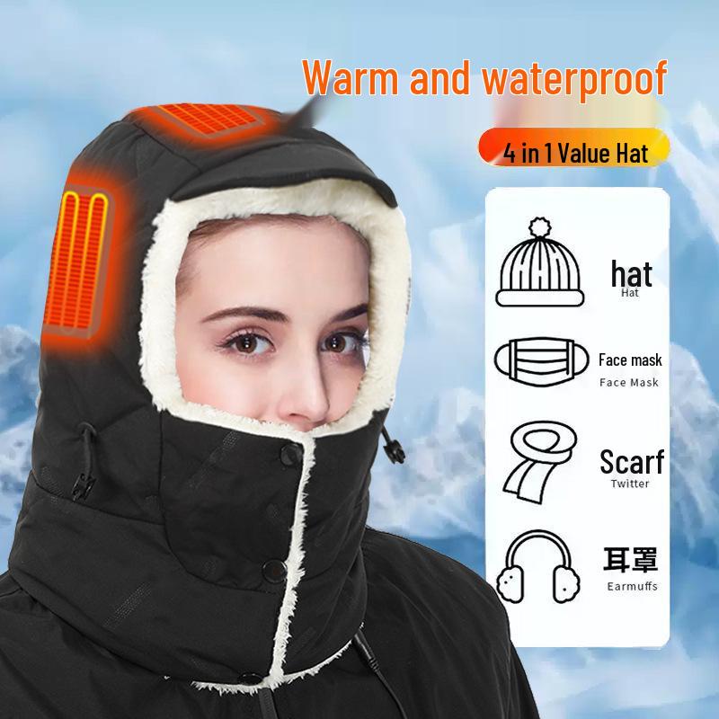 Electric Heated Hat - Smart Plus Velvet & Cotton Cap for Outdoor Cycling & Fishing Warmth