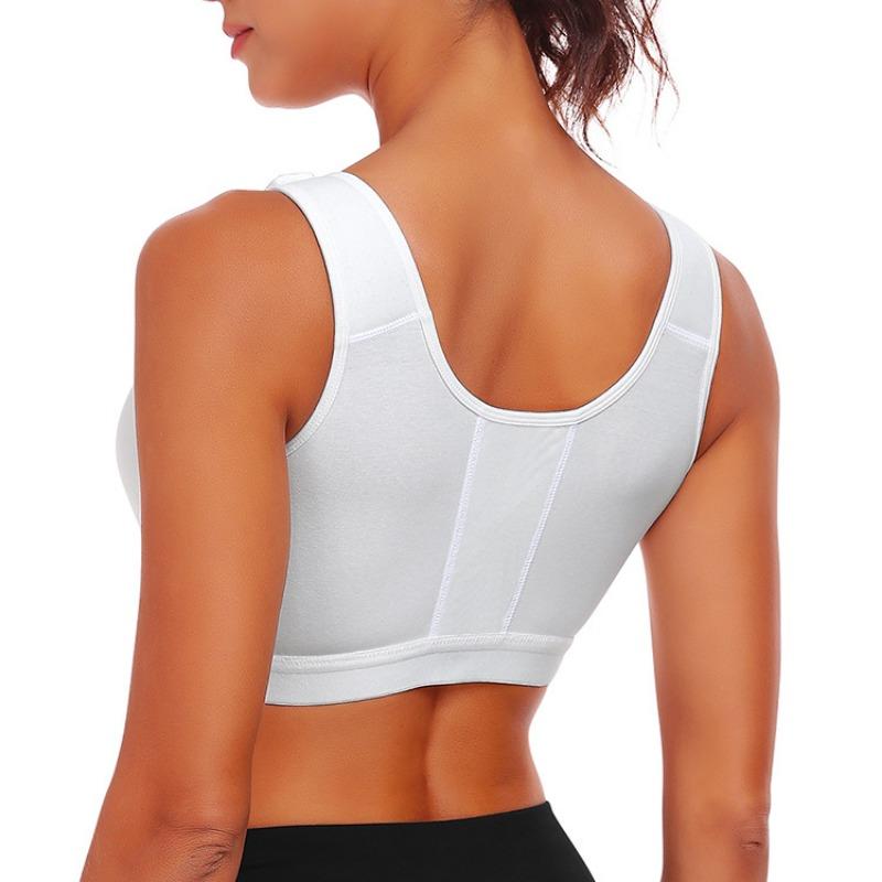 Sports Wire-Free Bra with Large Cup and Front Zipper