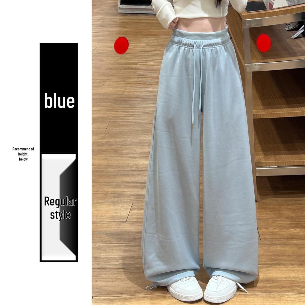 Women's Pink Wide-Leg Knife Pleat Sweatpants - Spring 2026 Korean Style, High Waist, Slimming Petite Fit