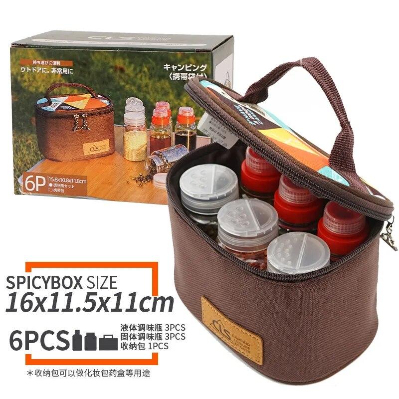 6pcs/Set Spice Sauce Condiment Bottle BBQ Camping Outdoor Picnic Pepper Jar Ketchup Seasoning Pot Container Kitchen Tool Portabl