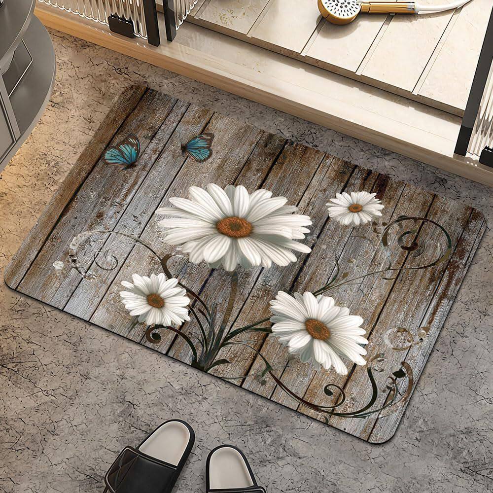 Rendering Flower Toilet Decorative Floor Mat Absorbent Bathroom Floor Mat Diatom Mud Floor Mat Absorbent Floor Mat Toilet