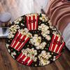 Popcorn Bucket Movie Night Entertainment Round Rug Cinema Snack Pattern Flannel Carpet For Home Theater Gaming RoomFunPopCulture
