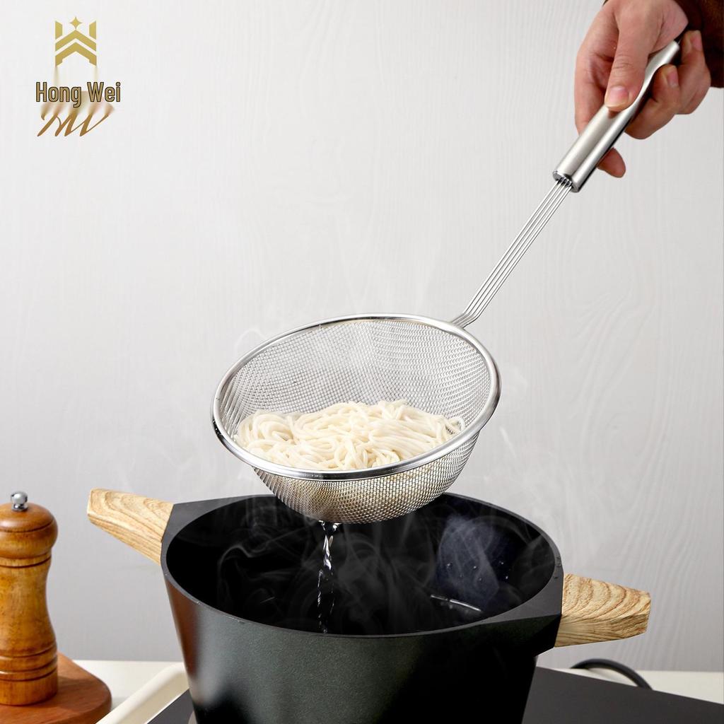 Stainless Steel Flat Bottom Noodle Skimmer Spoon Strainer Sieve for Kitchen Use