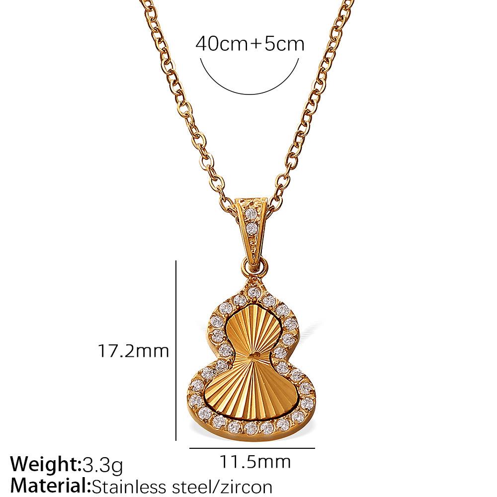 Niche bright zircon full diamond titanium steel pendant stainless steel gourd necklace batch flower design clavicle chain female