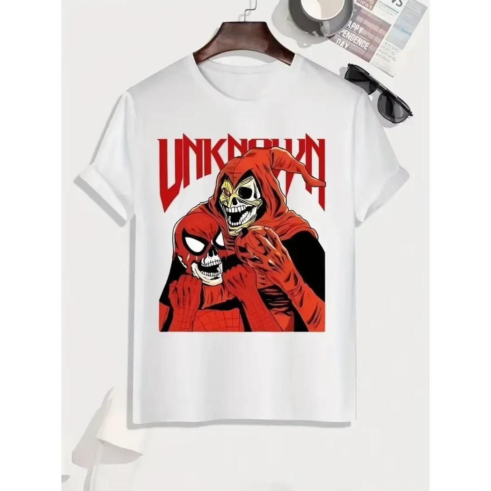 

Мужские повседневные модные футболки с графическим принтом в виде элемента черепа, удобные, с круглым вырезом и коротким рукавом, летние стильные футболки, женская одежда XXXXXL чёрный