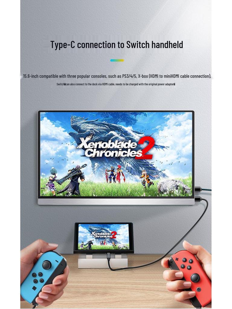 15,8-Zoll Tragbarer IPS-Monitor mit Schmalem Rahmen – Kompatibel mit Mobiltelefonen, Laptops, PS4 und PS5.