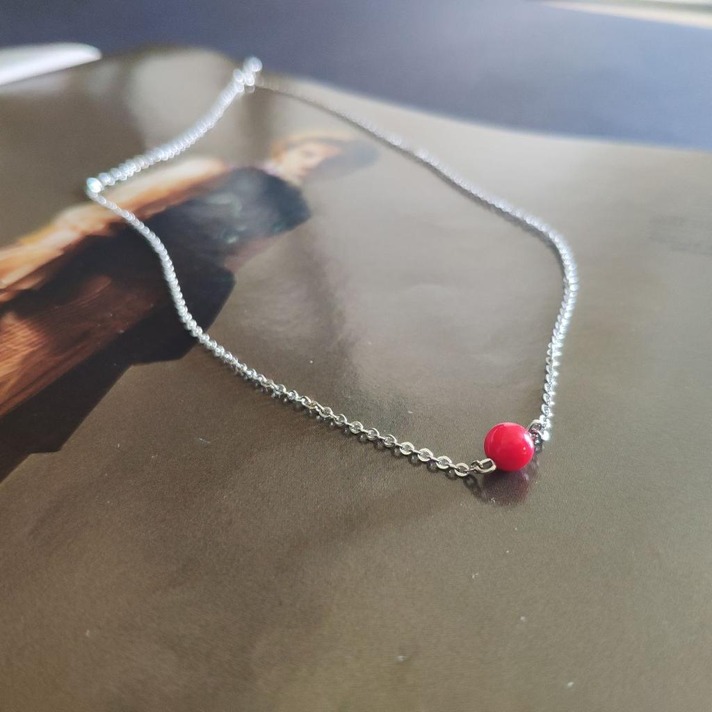Silver Necklace with Coral, Product Weight 2.28 G (2147213)