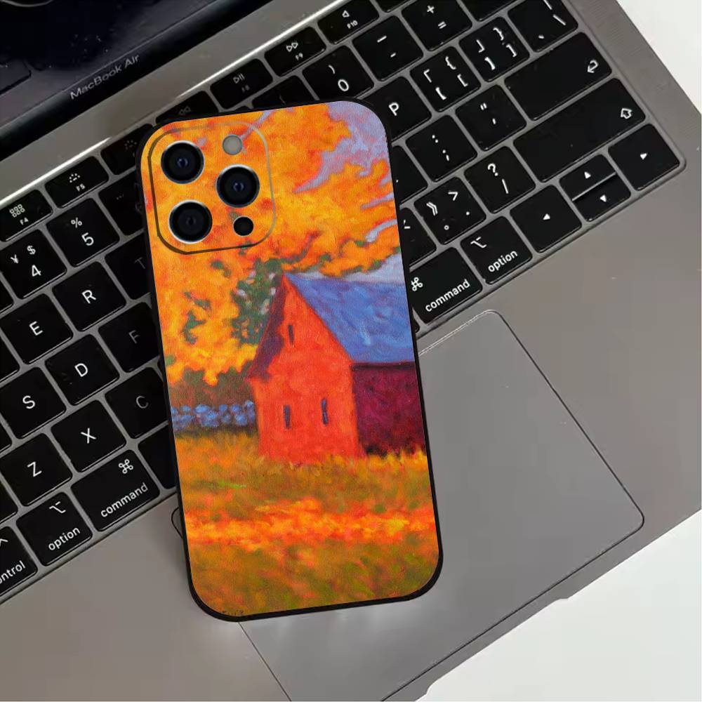 

Red house Phone Case For iPhone 17,16,15,14,13,12,11 Plus,Pro Max,XS,Soft Silicone Black Cover iPhone16e